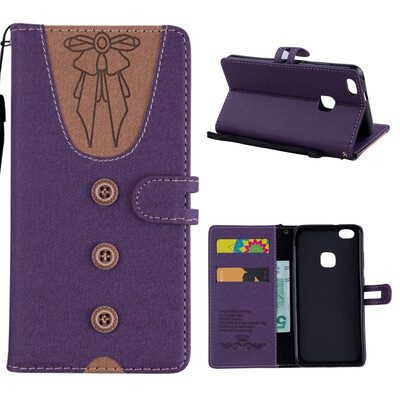 

MOONCASE Huawei P10 Lite stitching embossed womens leather case - purple