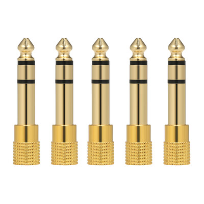 

5PCS Audio Jack Adapter 635mm Male 35mm Female Stereo Jack Convertor Plug for Microphone Headphone Amplifier