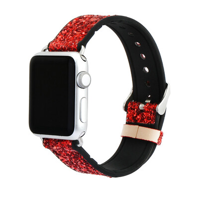 

〖Follure〗Bling Glitter Leather Wrist Replacement Strap Watch Band For Apple iwatch 4 44mm