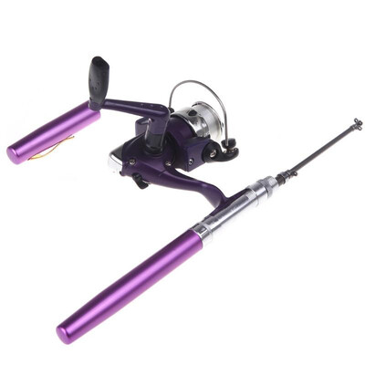 

Mini Aluminum Pocket Pen Fishing Rod Pole Reel Purple