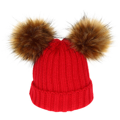 

Tailored Mother&Me Women Cap Balls Warm Detachable Copper Button Thickening Hat