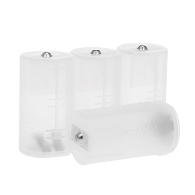 

4 Pcs Battery Converter Adaptor 2AA to D Size Battery Protective Case Holder PP Material