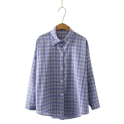 

2019 Fashion Plaid Long Sleeve Womens Tops&Blouses Female Casual Turn-down Collar Shirts Blusas Korean Women Loose Blouse