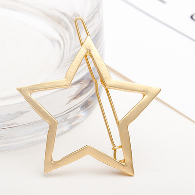 

Womens Elegant Pentagonal Star Design Hair Clip Gold Silver Metal Hair Clip