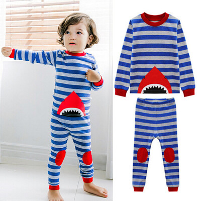 

2pcs Toddler Baby Boys Girls Clothes Set Shark Striped TopsPants Outfits