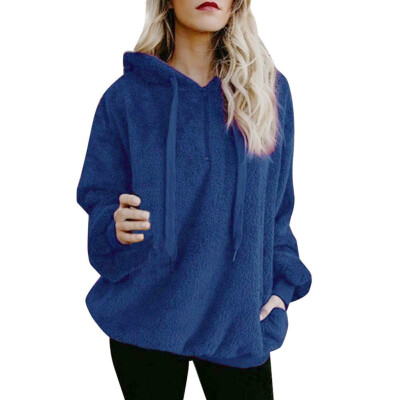 

Women Warm Fleece Hooded Fluffy Hooded Sweatshirt Zipper Hoodies Winter Jumper