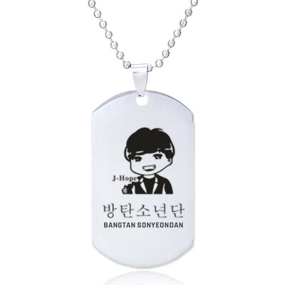 

KPOP BTS Bangtan Boys Same Paragraph Necklace Cartoon Image Military Necklace Simple Elegant Male Female Necklace Gifts for Fans