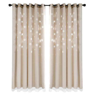 

2pcs Snowflakes Hollow Blackout Yarn Curtains Home Room Window Decor Drapes
