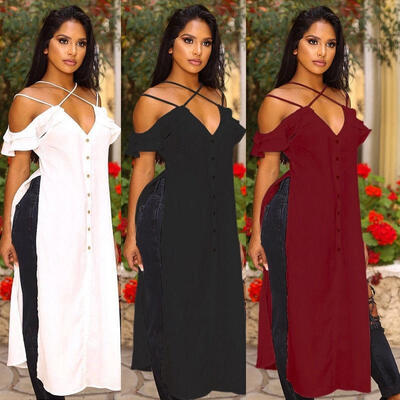 

US Women Plus Summer Party Long Maxi Dress Sleeveless Sundress Tank Dress Kaftan