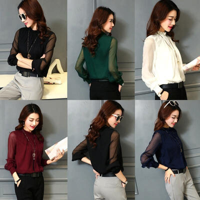 

Fashion Women&39s Ladies Summer Loose Chiffon Top Long Sleeve Shirt Casual Blouse 5 Colors S-3XL
