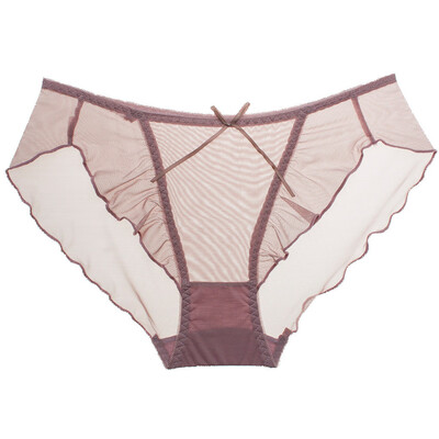 

Toponeto Imprinted Sexy Transparent Mesh Lotus Edge Sexy Mid-low Waist Ladies Underwear