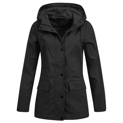 

Women Jacket Coat Outdoor Plus Size Waterproof Hooded Raincoat Windproof Outcoat