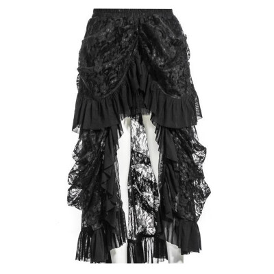 

RUFFLE Long Skirt Gothic Steampunk Vintage Rock Clothing Party High Low Skirt UK