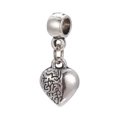 

Alloy European Dngle Beads Large Hole Beads Heart Antique Silver 23mm Pendant 12x95x5mm Hole 4mm