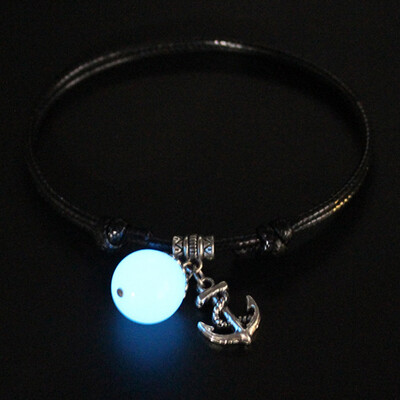 

Creative Glow In Dark Bracelet Female Jewelry Gift Handmade Black Rope Leaves Chain Bracelet