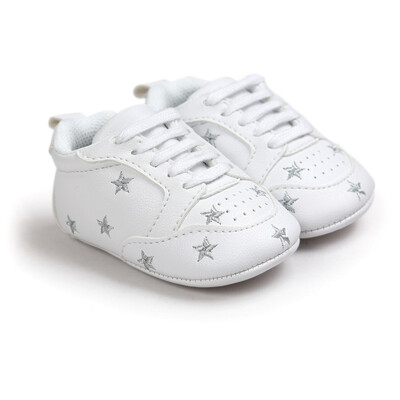 

Baby Shoes Newborn Boys Girls Heart Star Pattern Shoes Kids Toddlers Lace Up PU Sneakers 0-18 Months Baby First Walkers