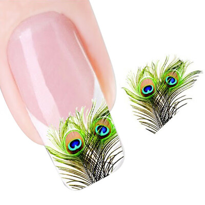 

Toponeto Peacock Feather Nail Tip Art Water Transfers Decal Sticker
