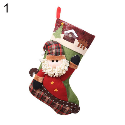 

Christmas Santa Claus Elk Candy Gift Holder Stocking Socks Bag Home Party Decor