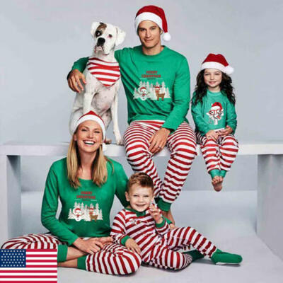 

Christmas Family Matching Pajamas Set Mens Womens Kids Sleepwear Nightwear cfr