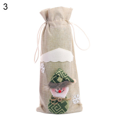 

Christmas Snowman Santa Print Wine Bottle Cover Bag Topper Party Dinner Decor