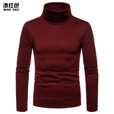 

Men Basic Long Sleeve Solid Color Turtleneck Slim Pullover Sweater Tops Shirts