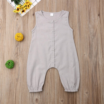

Toddler Newborn Baby Girls Boys Solid Sleeveless Jumpsuit Romper Clothes Outfits