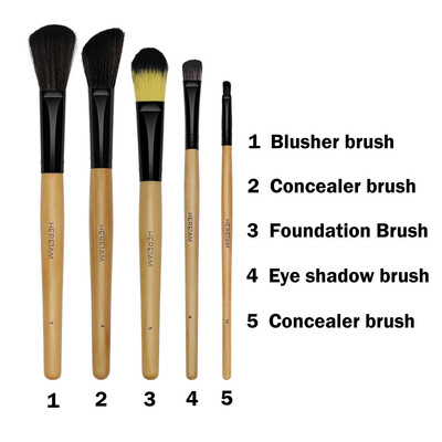 

〖Follure〗5PCS Makeup Wooden Brush Set Eye Shadow Brush Cosmetics Blending Brush Tool