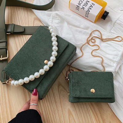 

North bag womens bag 2019 Mori retro bag simple messenger bag women Joker shoulder bag Pearl chain handbag