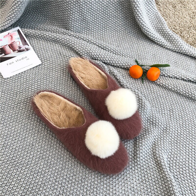 

Fallwinter Baotou slippers women wear flat-bottomed loafers fairy wind Mao Mao half slippers