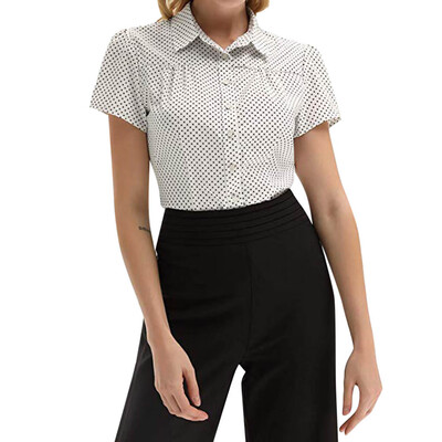 

Starmoon Women Button Dot Summer T-Shirt Short Sleeve Casual Tops Blouse