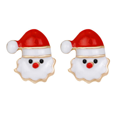 

Cute Christmas Party Enamel Santa Claus Women Stud Earrings Jewelry Xmas Gift