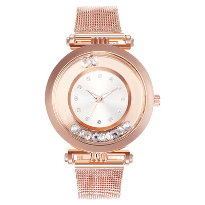 

Explosion models luxury womens watch alloy mesh with rhinestone quicksand quartz watch with the same paragraph