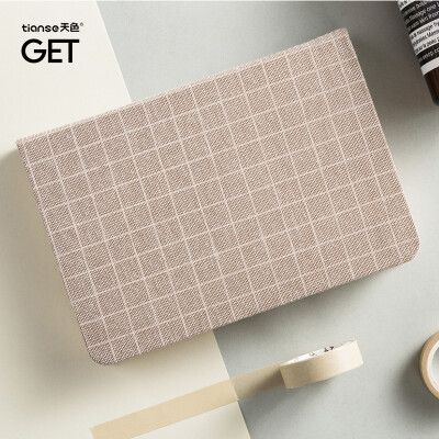 

Sky small fresh hand book A5 Nordic plaid fabric school campus daily notebook diary notebook light coffee color TS-4018