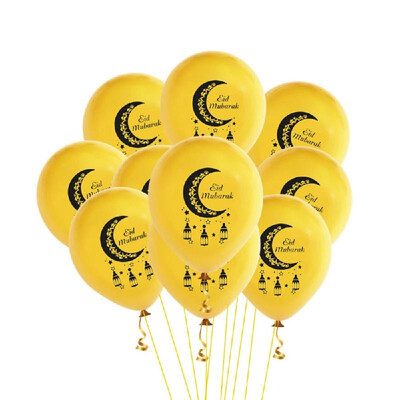 

10Pcs EID Balloons Ramadan Decoration Moon Mosque Printed Pattern Balloons for Muslim EID Party Supplies