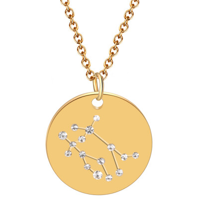 

Creative Tiny Rhinestones Collar Chain Necklace 12 Constellations Pendant Necklace