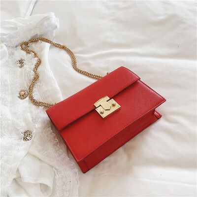 

New chain small bag female 2019 new Korean version of the wild single shoulder Messenger bag fashion lock buckle texture small square bag