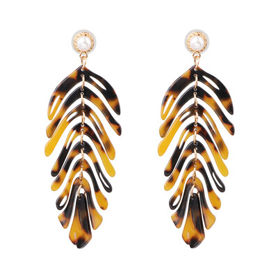 

2019 Ins Bohemia Leaf Acrylic Plant Dangle Drop Earrings for Women Party Jewelry Gift ZA Pearl boucle doreille femme