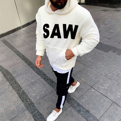 

Toponeto Mens New Fashion Casual Letter Printed Suede Long Sleeve Sweater Blouse