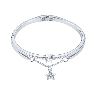 

Fashion Rhinestone Pentagram Pendant Chain Bracelets & Bangles Luxury Diamond Bracelets For Women Girls