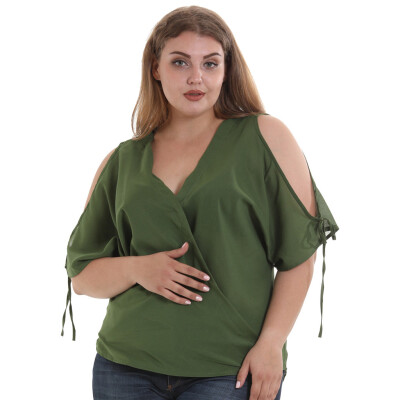 

Roseonmyhand Womens Short Sleeve Off Shoulder Strap Bow Large Size Chiffon Blouse T-Shirt