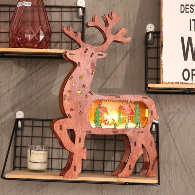 

Tailored Christmas LED Lights Wooden House Ornaments Holiday Room Decoration Xmas Lamp