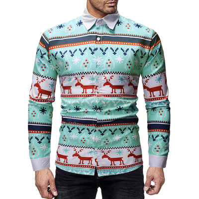 

Reindeer Pattern Long Sleeves Christmas Shirt