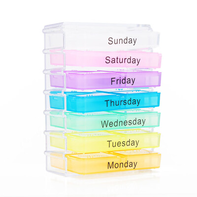 

Pill Organizer Weekly with 7 Stackable Compartments