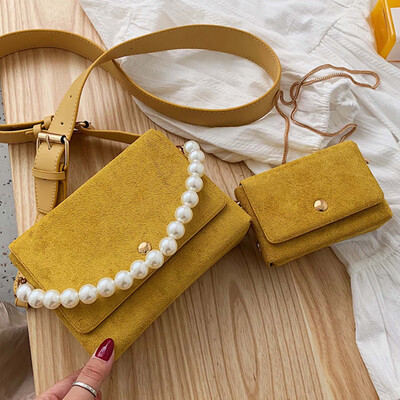

North bag womens bag 2019 Mori retro bag simple messenger bag women Joker shoulder bag Pearl chain handbag