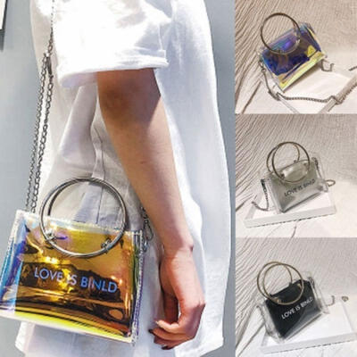 

Fashion Women Handbag Clear Tote Transparent Cross Body Shoulder Jelly Bag Laser