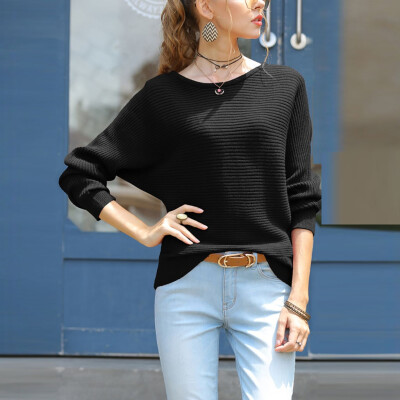 

Gobestart Fashion Women Flare Sleeve Solid O Neck Blouse Top Casual Loose Sweatshirt