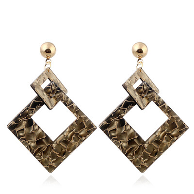 

EK836 Fashion Jewelry Pattern Double Square Drop Earrings for Women Trendy Geometric Exaggerated Vintage Earring Female Brincos