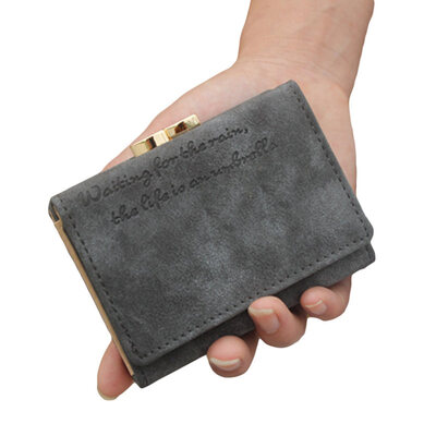 

Fashion Women Solid Color Short Wallet Multi Slots Faux Leather Purse