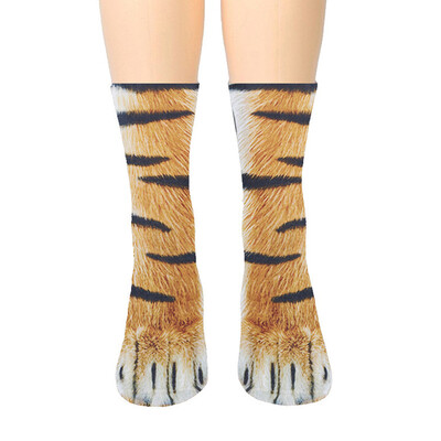

3D Animal Paw Cat Tiger Feet Paw Print Foot Socks Elastic Hosiery Cotton Socks