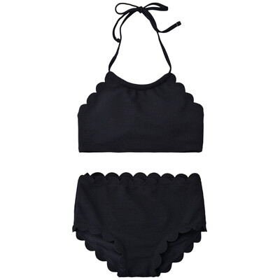 

High Rise Scalloped Halter Bathing Suit